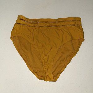 High-waisted Mustard Yellow Swimsuit Bottoms, XL
